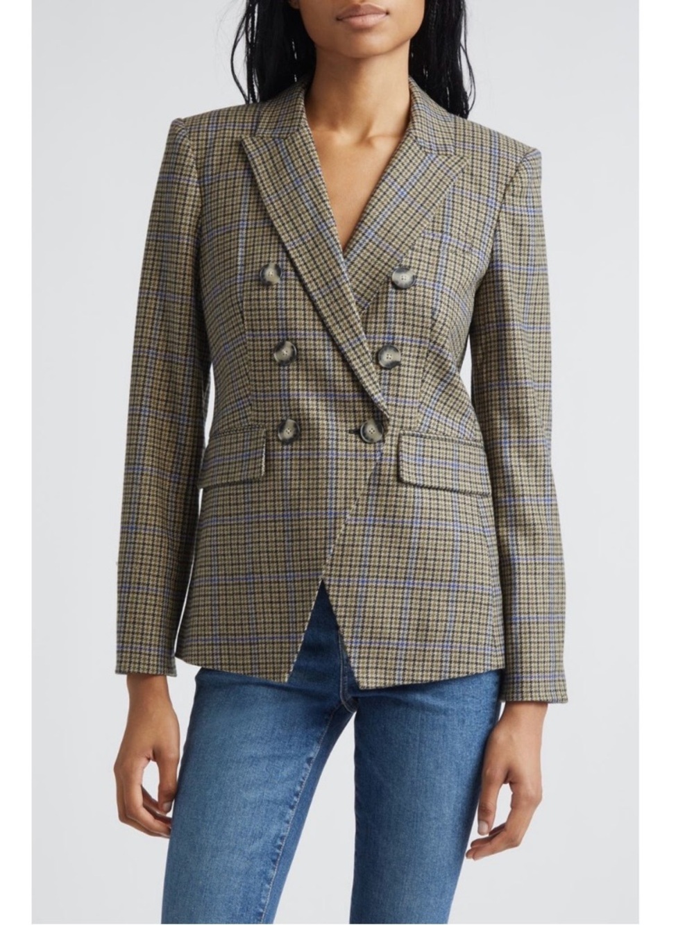 Veronica Beard Miller Houndstooth Check Dickey Jacket in Moss Brown Multi Sz 6 - Picture 2 of 10